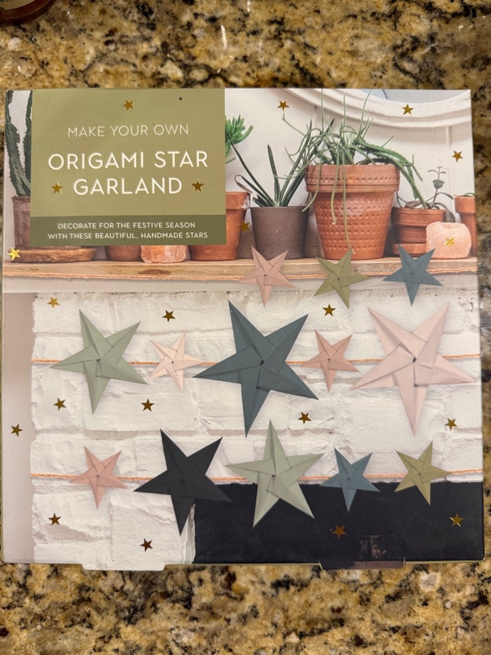Origami Star Garland Kit — Make Your Own (Green, Pink, Gray)